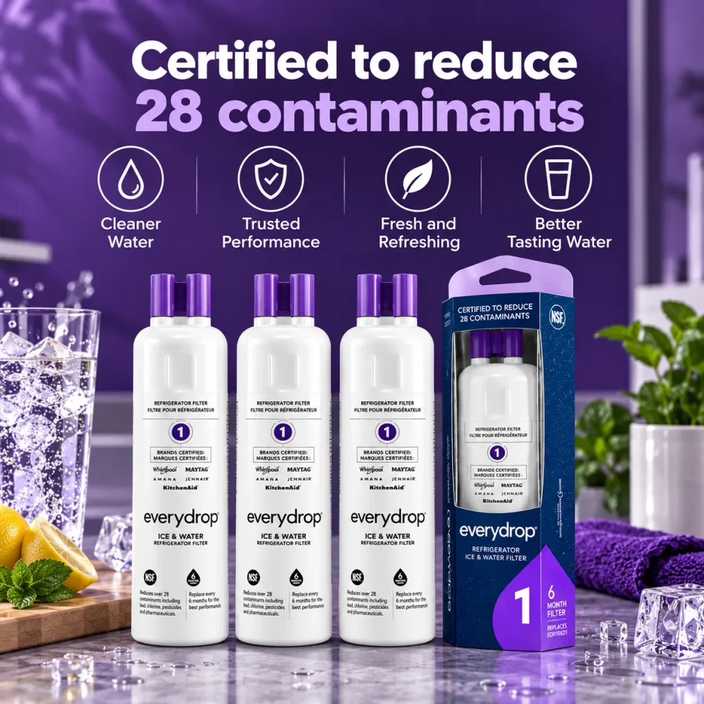 everydrop EDR1RXD1 filter reduces 28 contaminants